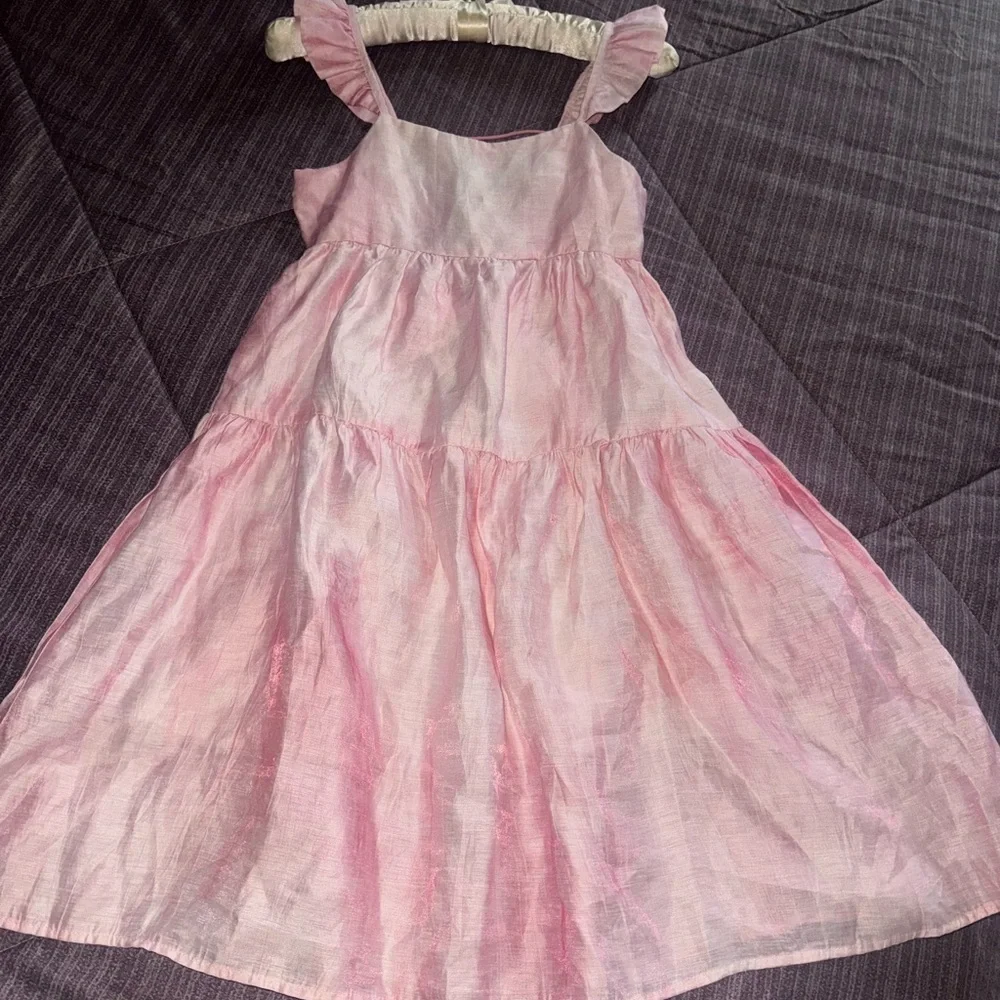 Zara Pink Ruffled Backless Sundress